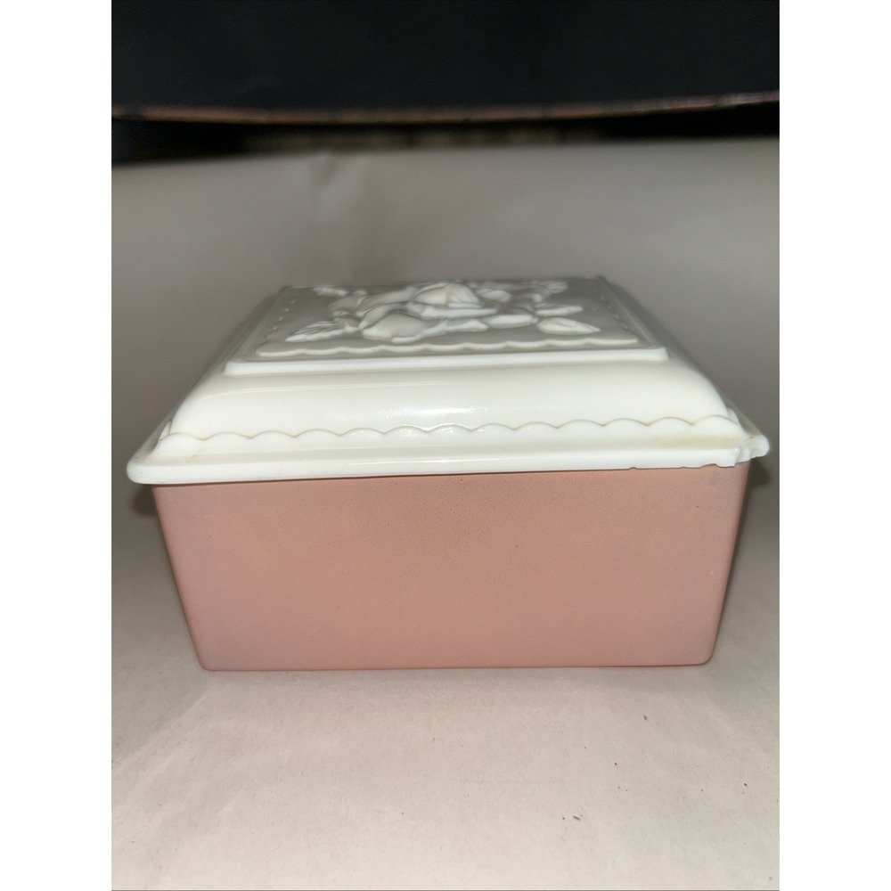 Vintage Anchor Hocking Dusty Rose Uranium Glass Jewel Box
